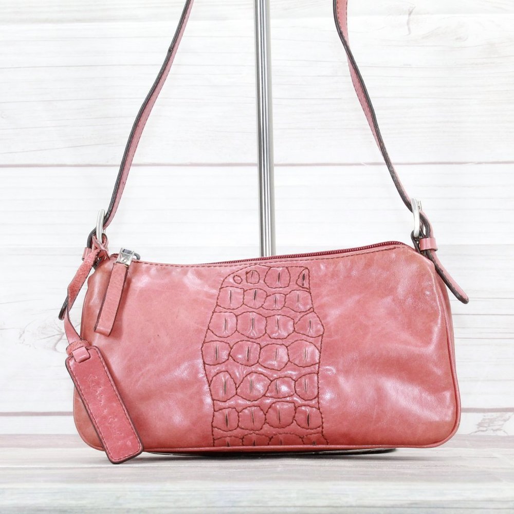*Womens Pink Leather Zippered Purse Crossbody Shoulder Bag - Picture 2 of 9